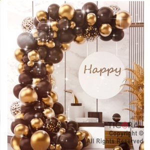 SET DE GLOBOS ARCO GUIRNALDA DORADO Y NEGRO X 1